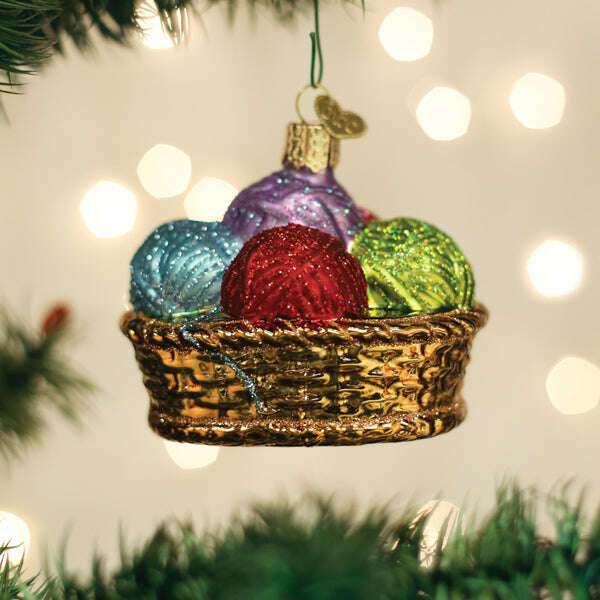 Old World Christmas Basket of Yarn Blown Glass Ornament
