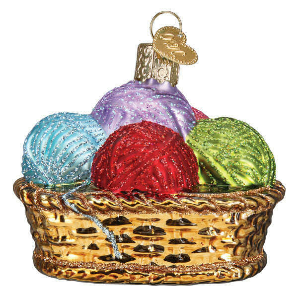 Old World Christmas Basket of Yarn Blown Glass Ornament