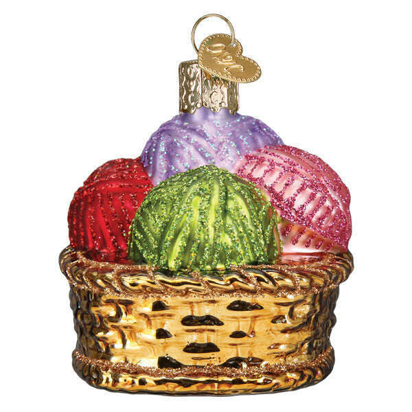 Old World Christmas Basket of Yarn Blown Glass Ornament