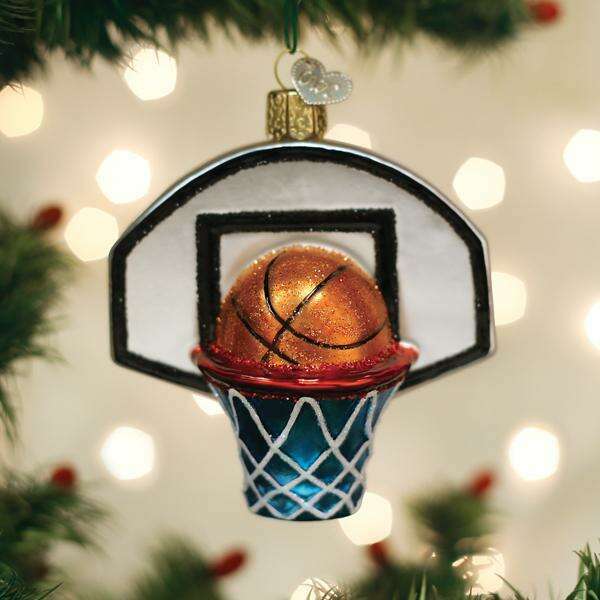 Old World Christmas Basketball Hoop Blown Glass Ornament
