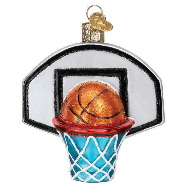 Old World Christmas Basketball Hoop Blown Glass Ornament