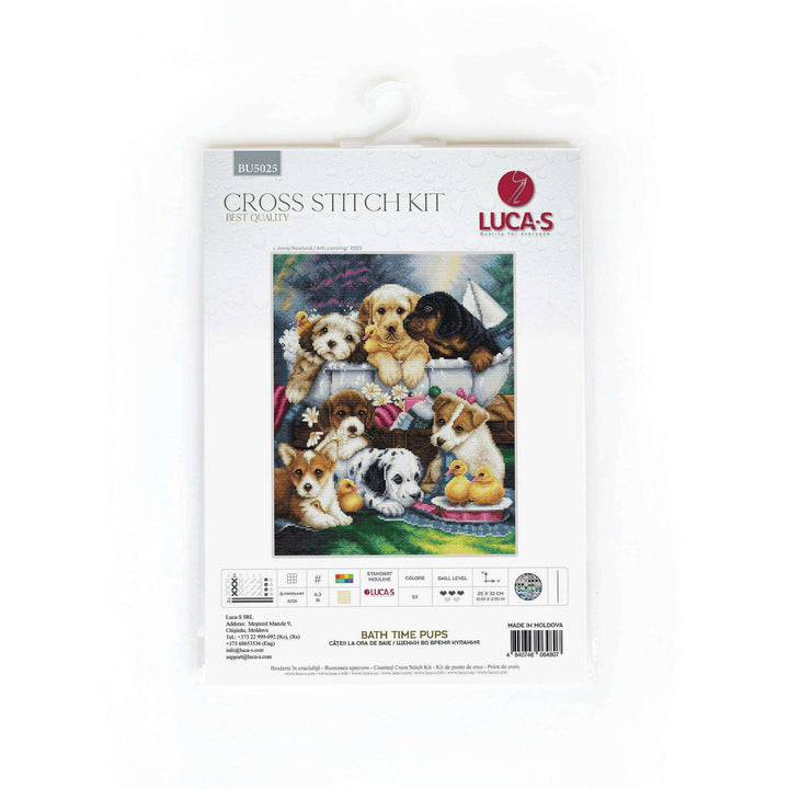 Bath Time Pups BU5025L Counted Cross-Stitch Kit