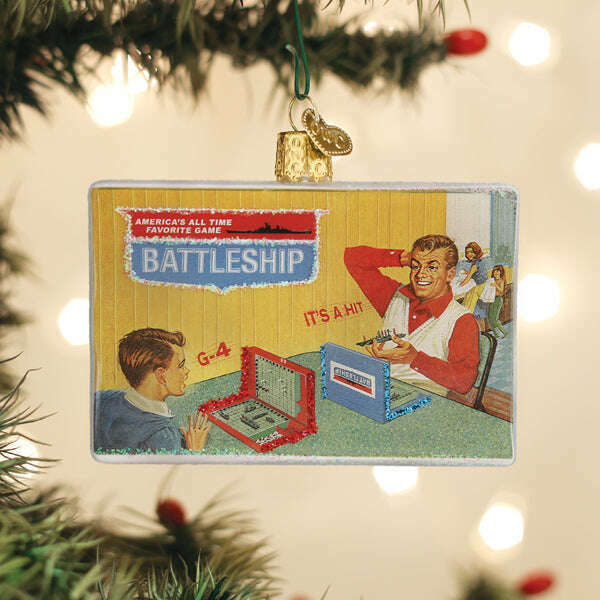 Old World Christmas Battleship Blown Glass Ornament