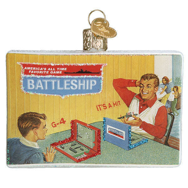 Old World Christmas Battleship Blown Glass Ornament