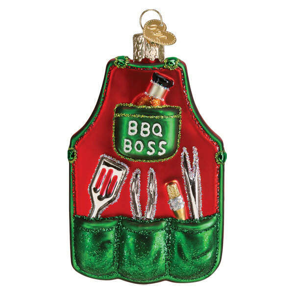 Old World Christmas BBQ Apron Blown Glass Ornament