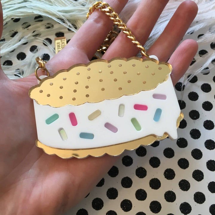 Rainbow Sprinkles Ice Cream Sandwich Statement Necklace