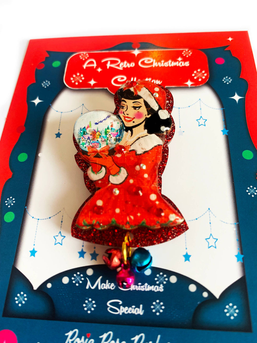 Snow Globe Christmas Girl Brooch