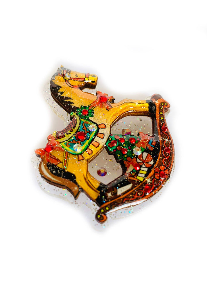 Rocking Horse Christmas Brooch by Rosie Rose Parker