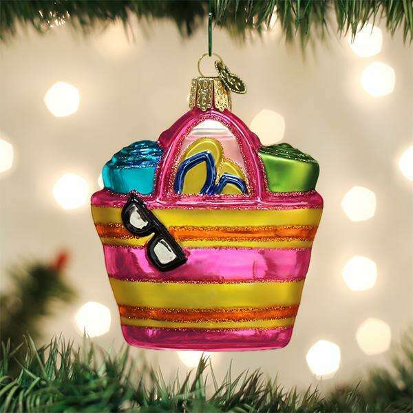 Old World Christmas Beach Bag Blown Glass Ornament