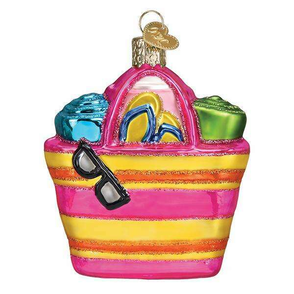 Old World Christmas Beach Bag Blown Glass Ornament