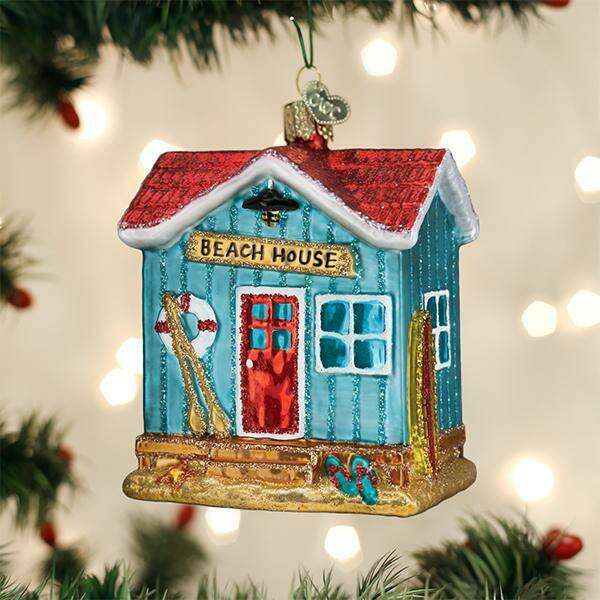 Old World Christmas Beach House Blown Glass Ornament