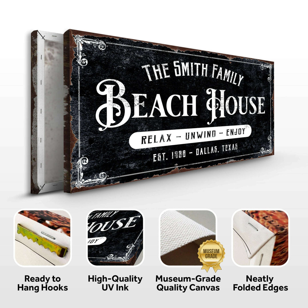 Beach House Personalized Sign III
