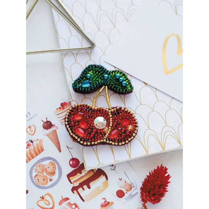 Bead Embroidery Decoration Cherries AD-059