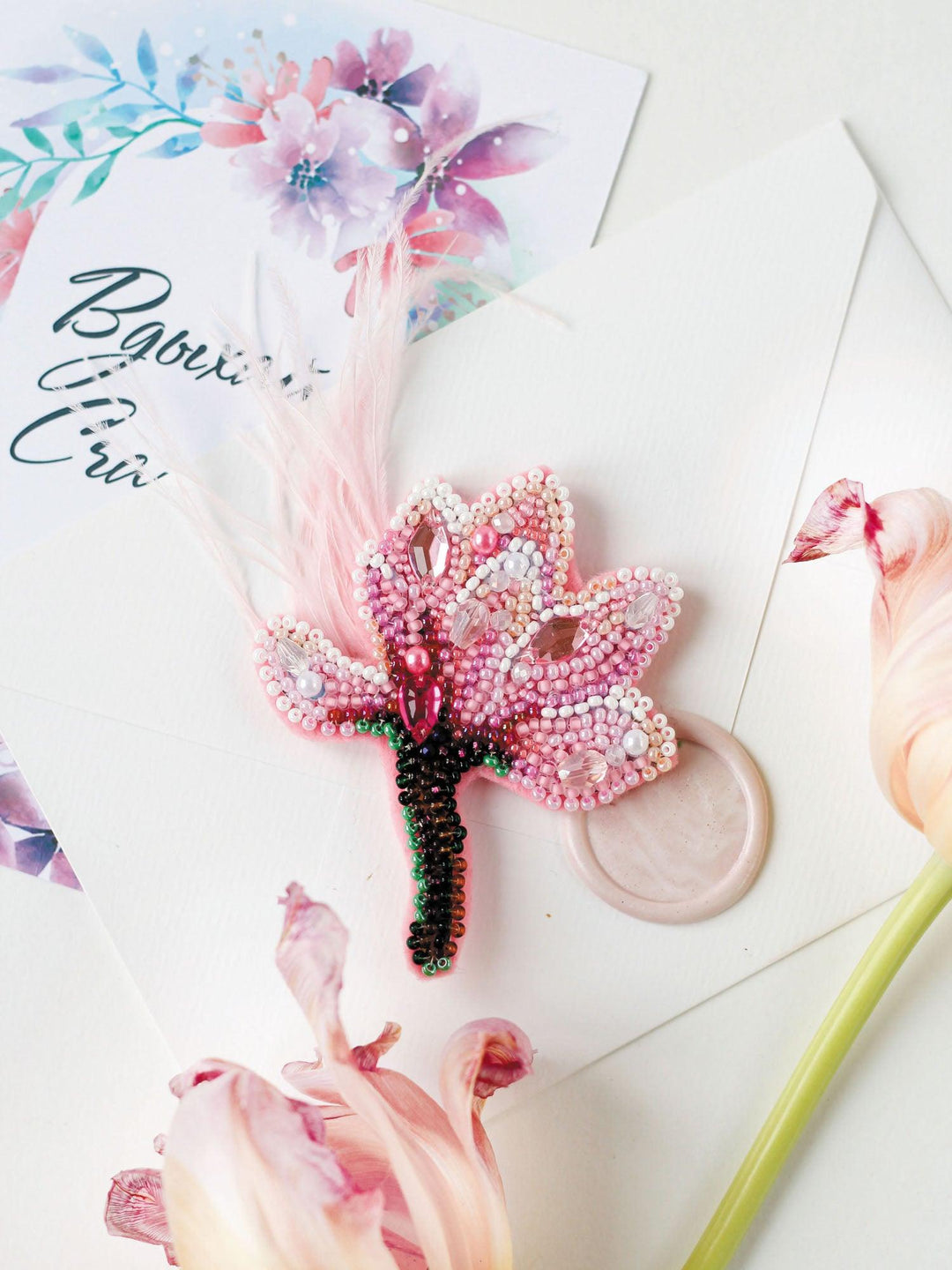 Bead Embroidery Decoration Kit Delicate magnolia AD-204