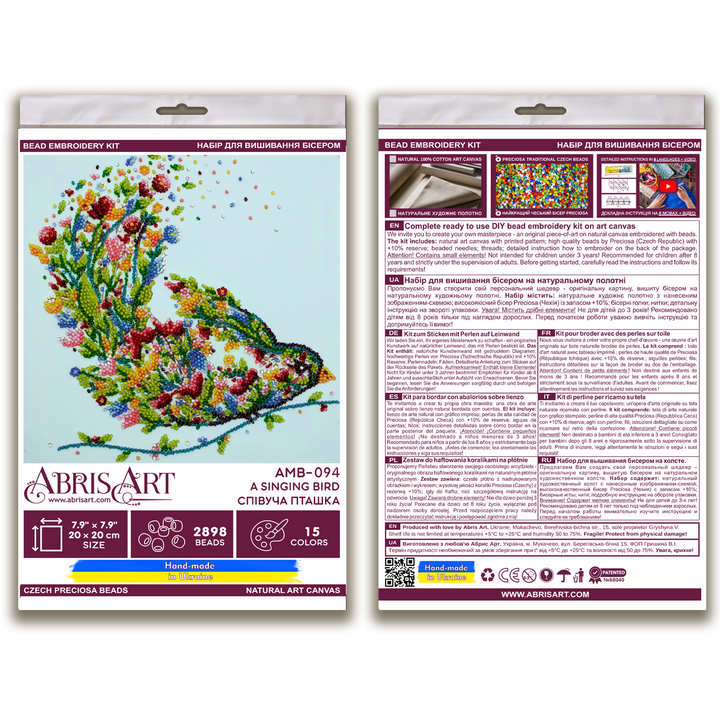 Bead embroidery kit - A singing bird AMB-094