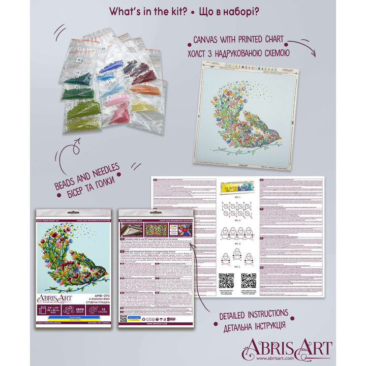 Bead embroidery kit - A singing bird AMB-094