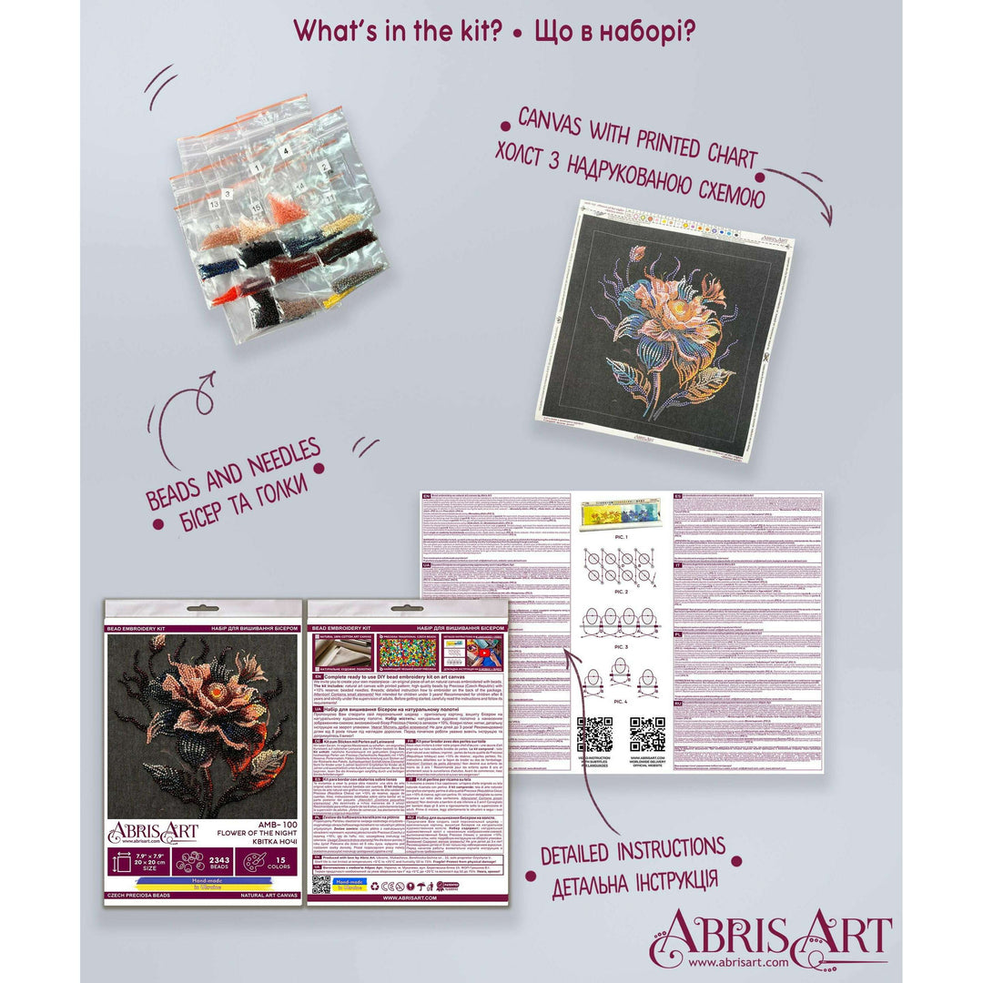 Bead embroidery kit - Flower of the night AMB-100
