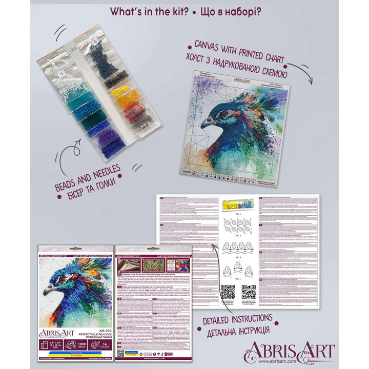 Bead Embroidery Kit - Respectable peacock AM-253