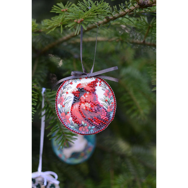 Bead Embroidery Kit Decoration - Red cardinal ABT-035
