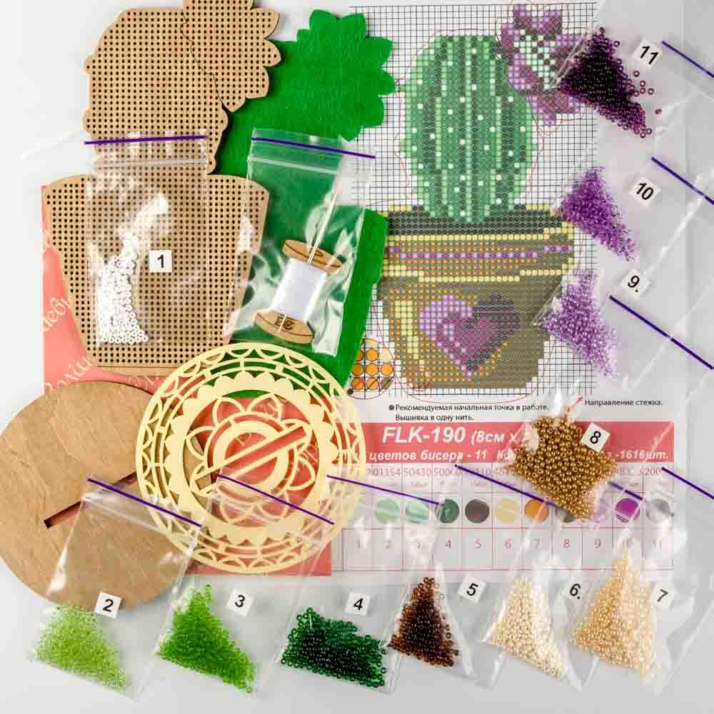 Bead embroidery kit on wood FLK-190