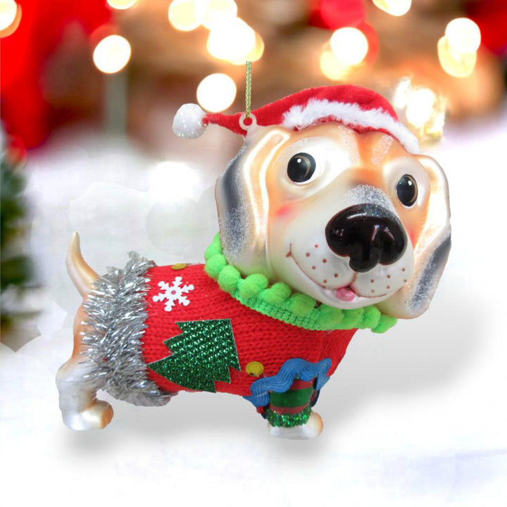 Beagle in Sweater Outfit Ornament Min/6 by December Diamonds 