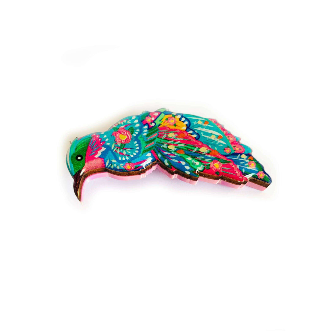 Beautiful Illustrated Bird Brooch by Rosie Rose Parker