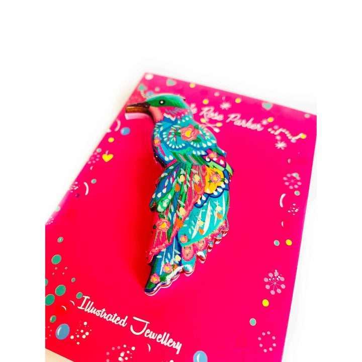 Beautiful Illustrated Bird Brooch by Rosie Rose Parker