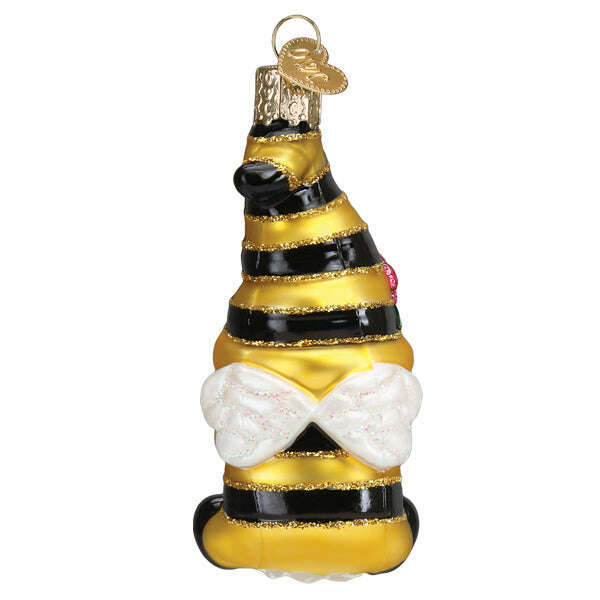 Old World Christmas Bee Happy Gnome Blown Glass Ornament