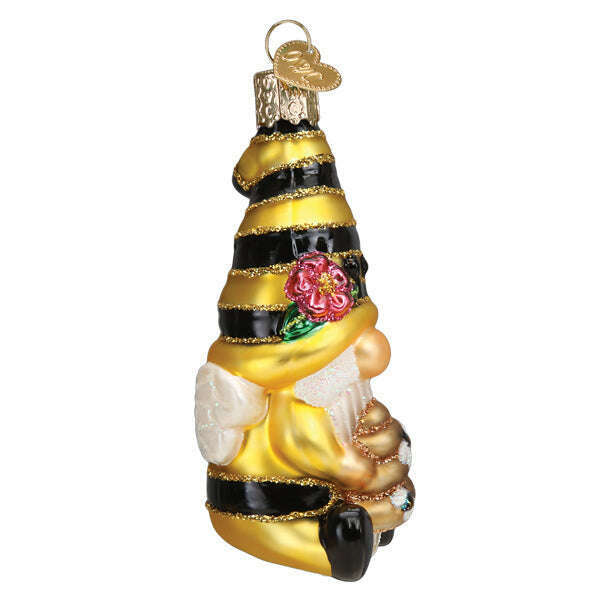 Old World Christmas Bee Happy Gnome Blown Glass Ornament