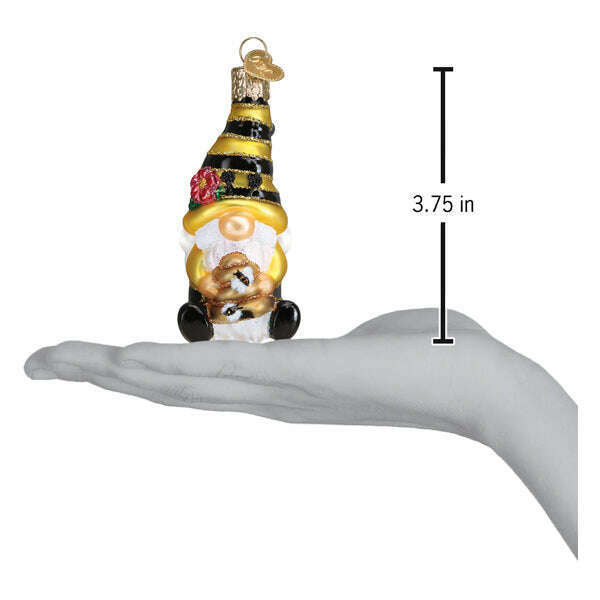 Old World Christmas Bee Happy Gnome Blown Glass Ornament
