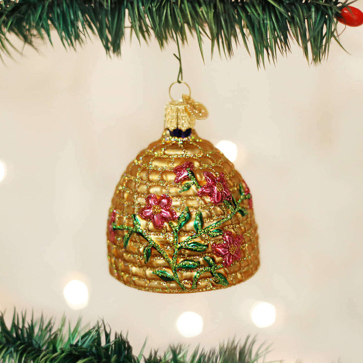 Old World Christmas Bee Skep Blown Glass Ornament