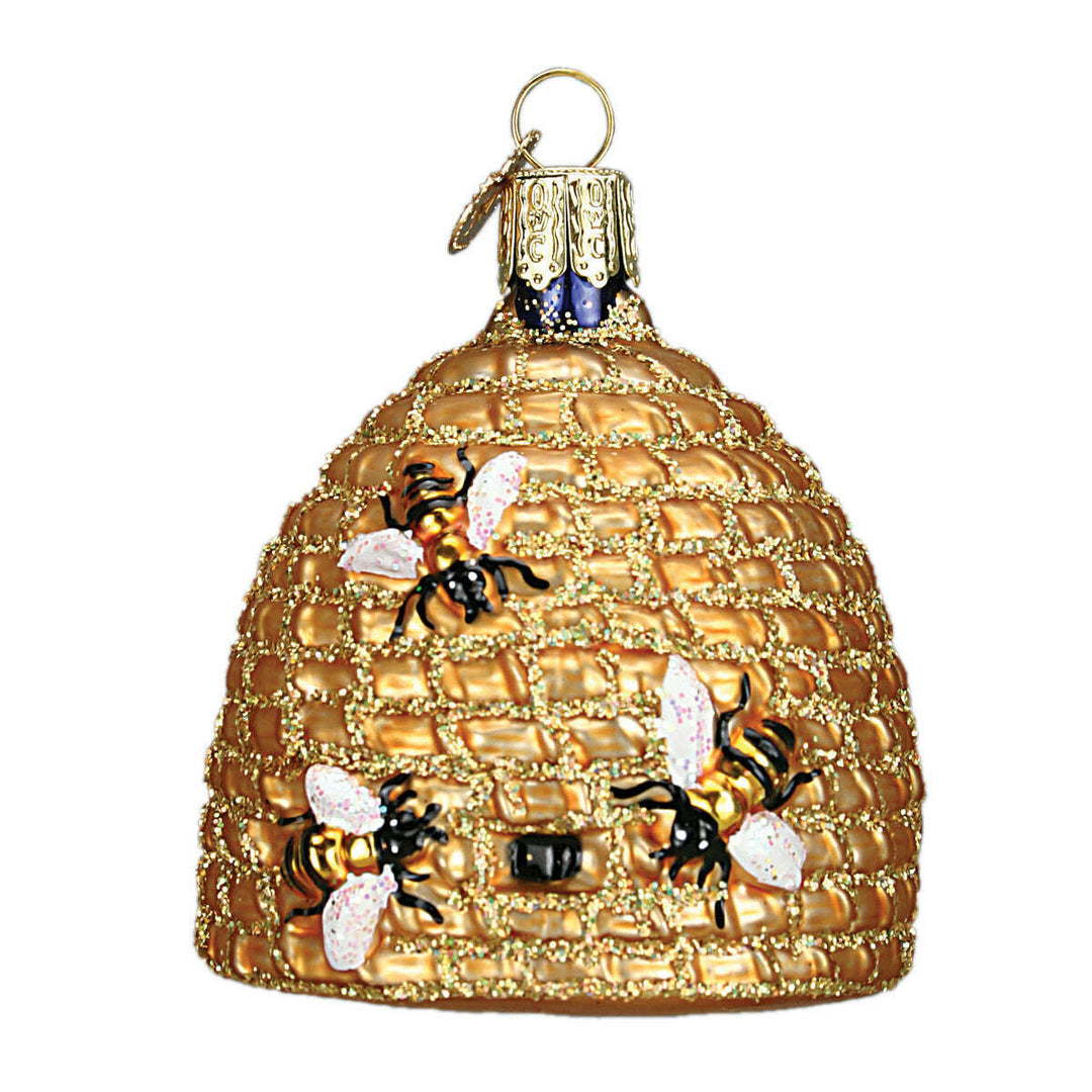 Old World Christmas Bee Skep Blown Glass Ornament