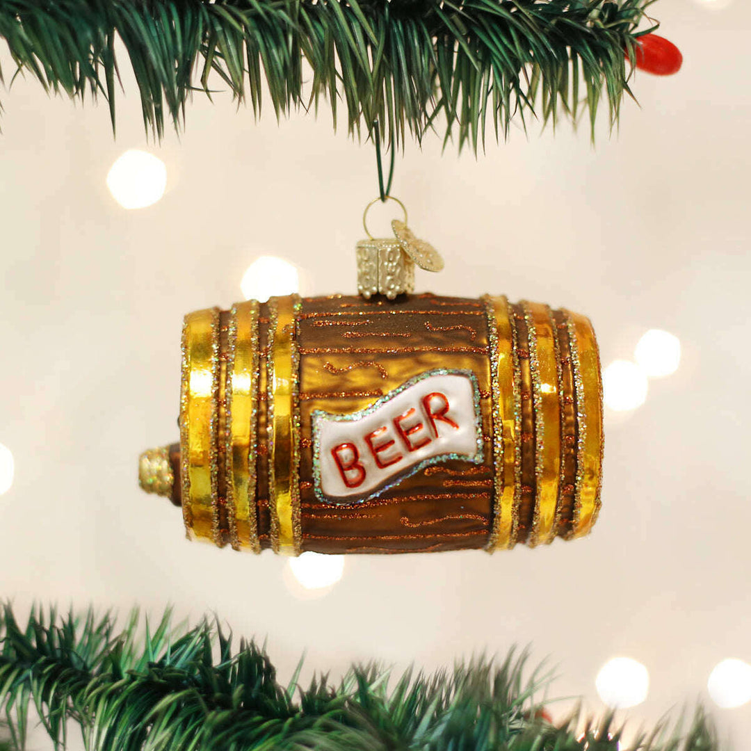 Old World Christmas Beer Keg Blown Glass Ornament