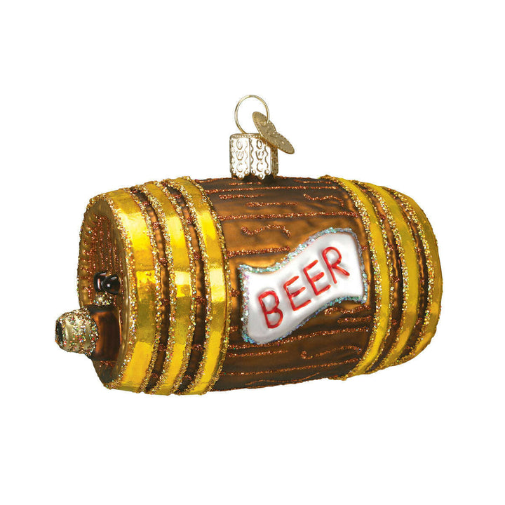 Old World Christmas Beer Keg Blown Glass Ornament