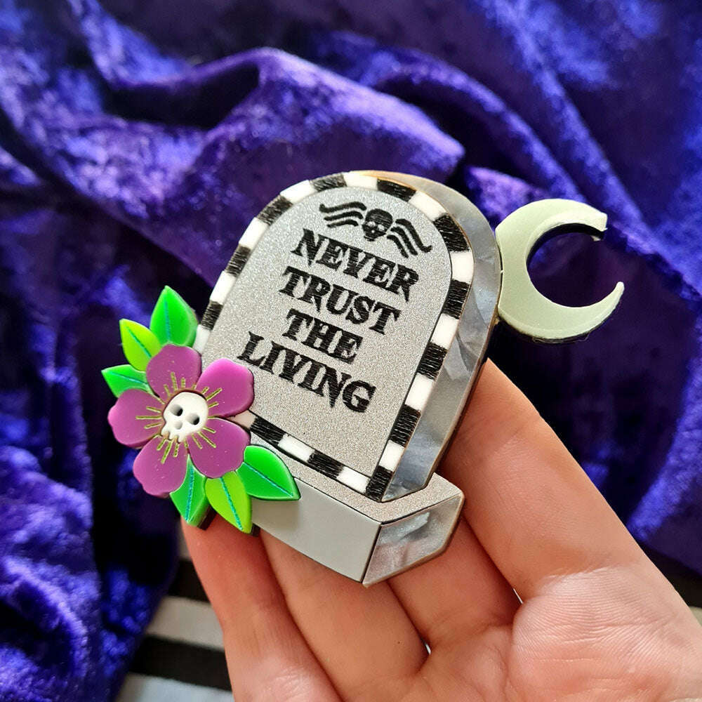 Beetle Juice Gravestone Brooch by Cherryloco Jewellery 3