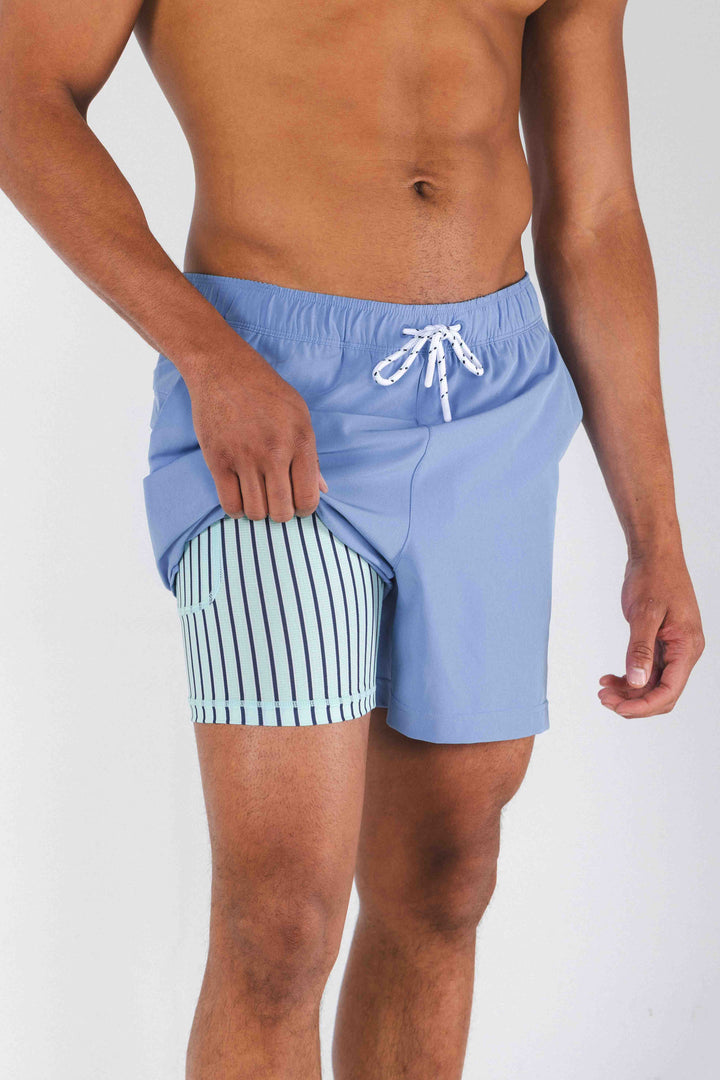 The Belly Flop | Blue and Green Ball Hammock® Pouch 5" Swim Trunks