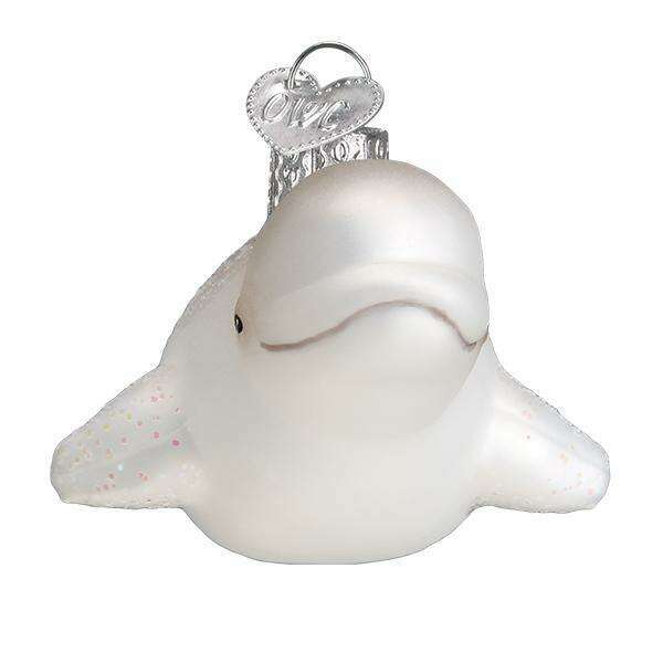 Old World Christmas Beluga Whale Blown Glass Ornament