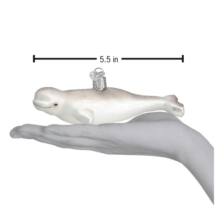 Old World Christmas Beluga Whale Blown Glass Ornament