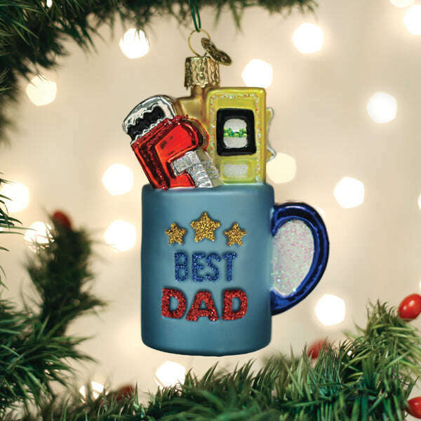 Old World Christmas Best Dad Mug Blown Glass Ornament
