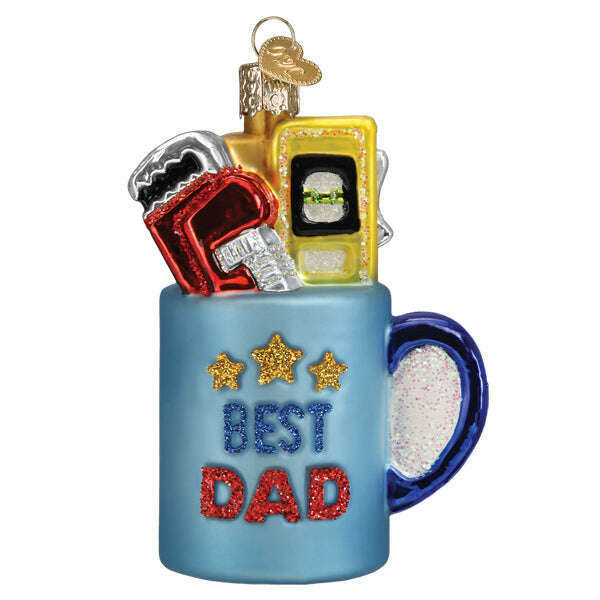 Old World Christmas Best Dad Mug Blown Glass Ornament