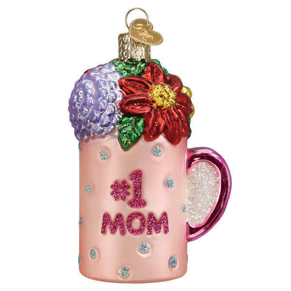 Old World Christmas Best Mom Mug Blown Glass Ornament