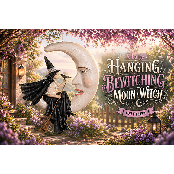 XL Hanging Bewitching Moon Witch by Bethany Lowe Designs