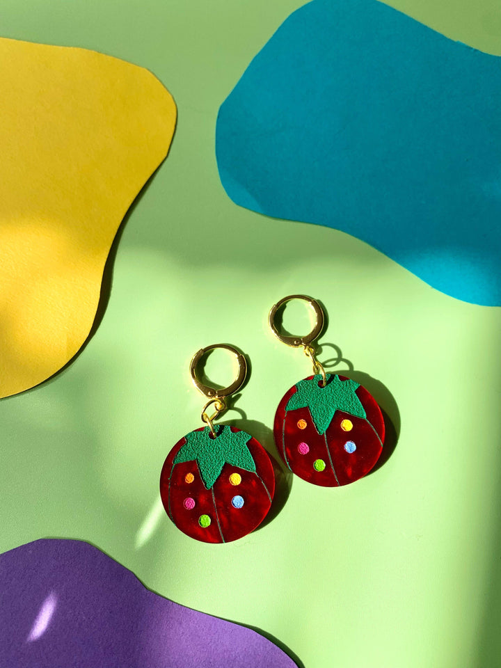 Tomato Pin Cushion Acrylic Earrings