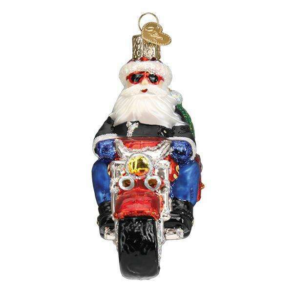 Old World Christmas Biker Santa Blown Glass Ornament