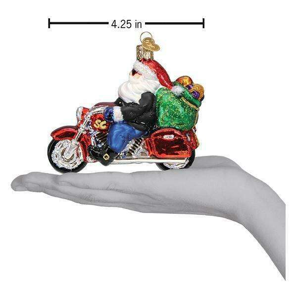 Old World Christmas Biker Santa Blown Glass Ornament