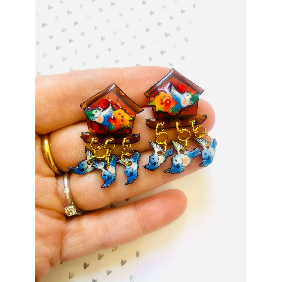 Bird House Earrings by Rosie Rose Parker