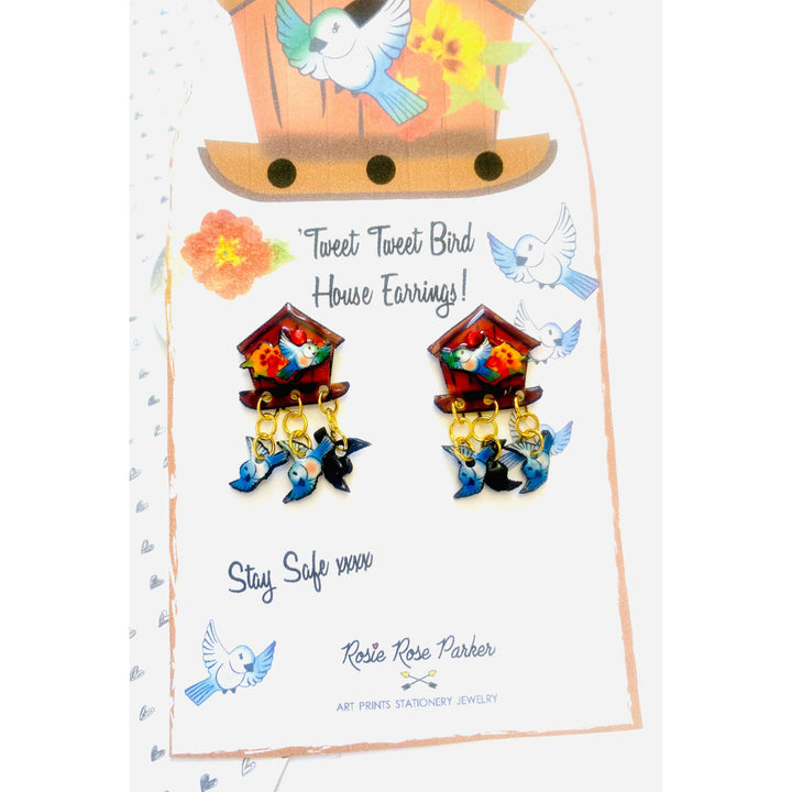 Bird House Earrings by Rosie Rose Parker