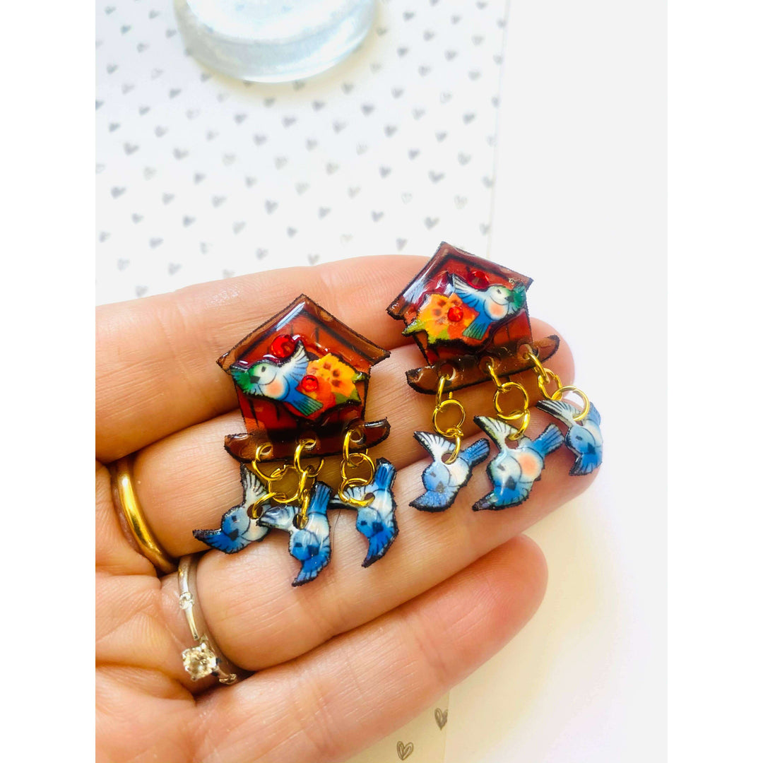 Bird House Earrings by Rosie Rose Parker
