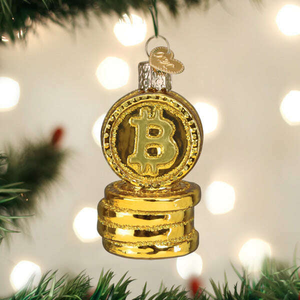 Old World Christmas Bitcoin Blown Glass Ornament