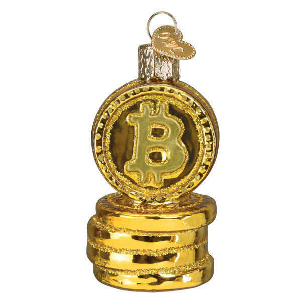 Old World Christmas Bitcoin Blown Glass Ornament